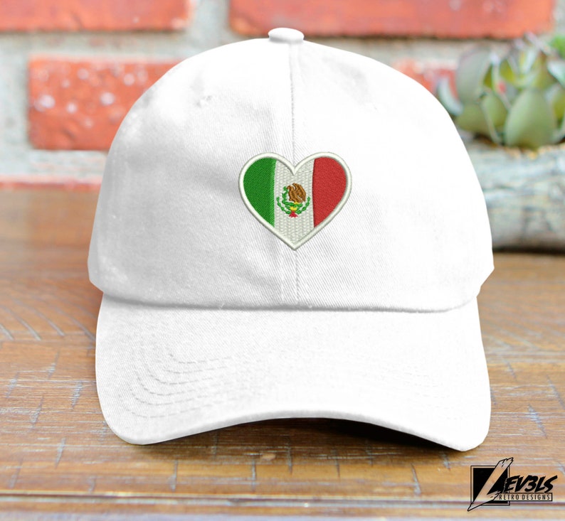 Embroidered Mexico Flag Heart Low Profile Dad Hat