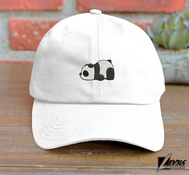 Embroidered Tired Panda Dad Hat: Unisex Cotton Baseball Cap