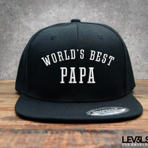 Worlds Best Papa Embroidered Snapback Cap Flat Bill Baseball Cap