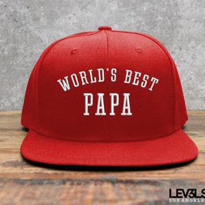 Worlds Best Papa Embroidered Snapback Cap Flat Bill Baseball Cap