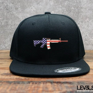 AR-15 Rifle Embroidered Snapback Cap | USA | Range Cap | America Flag | 2nd Amendment | Training Cap