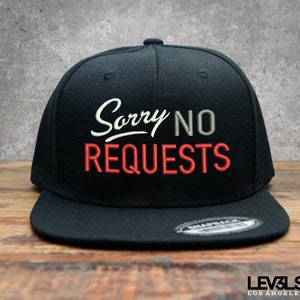Sorry No Request DJ Embroidered Snapback Cap | Dee Jay Cap | Selecta | Disc Jockey