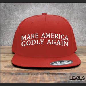 Make America Godly Again Embroidered Snapback Baseball Cap | Cross | Jesus Saves USA