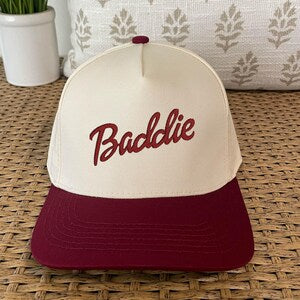 Baddie Embroidered Snapback Baseball Cap - Cotton Blend