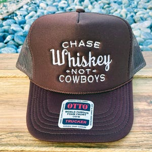 Chase Whiskey Not Cowboys | Embroidered Trucker Cap | Country Music Lover Cap