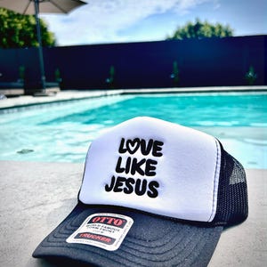 Love Like Jesus 2 Tone Embroidered Mesh Trucker Cap Christian Baseball Cap | Faith-Inspired Gift
