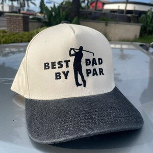 Best Dad by Par Golf Hat – 2-Tone SnapBack Cap – Funny Golf Gift for Dad