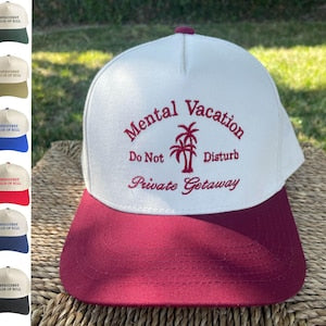Embroidered "Mental Vacation" Snapback Cap - Two-Tone Poly Cotton