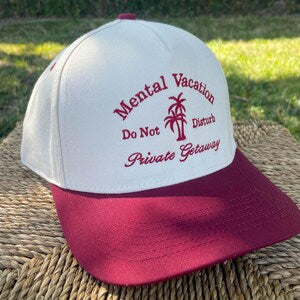 Embroidered "Mental Vacation" Snapback Cap - Two-Tone Poly Cotton
