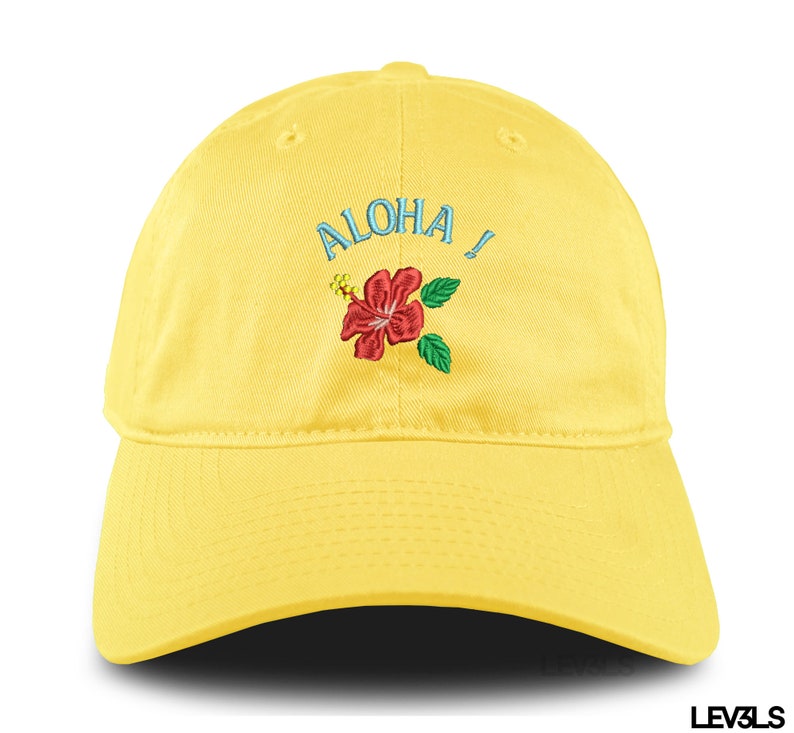 Embroidered Aloha Hawaiian Hibiscus Flower Dad Hat