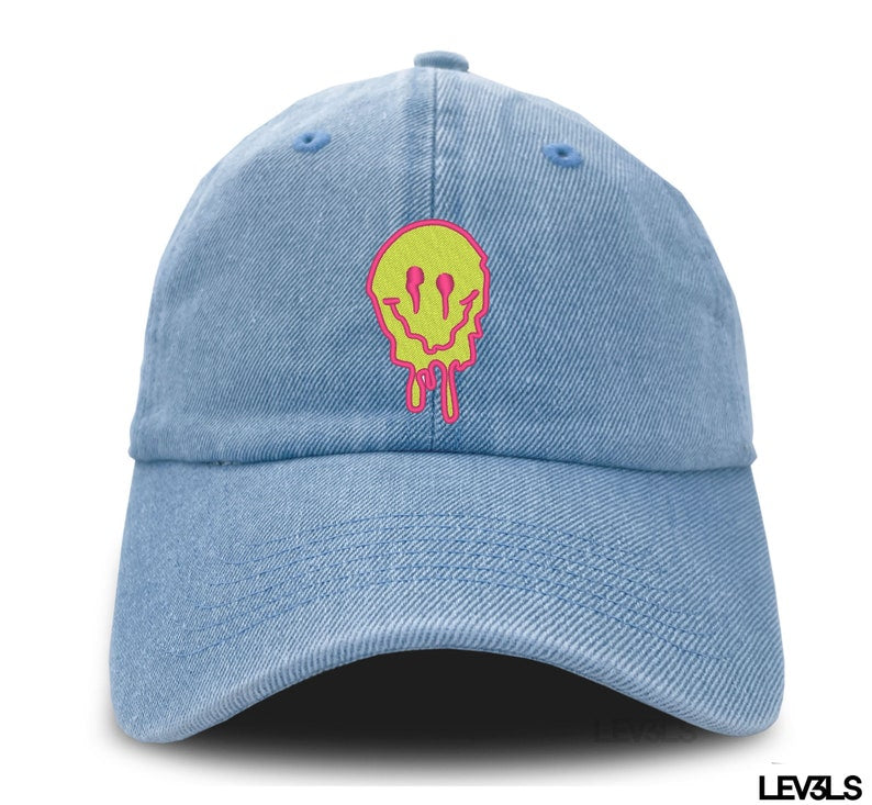 Melting Happy Face Dad Hat Embroidered Baseball Unisex Cap
