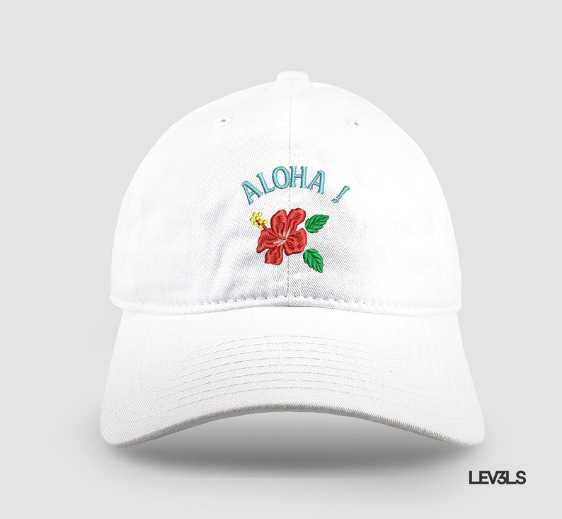 Embroidered Aloha Hawaiian Hibiscus Flower Dad Hat
