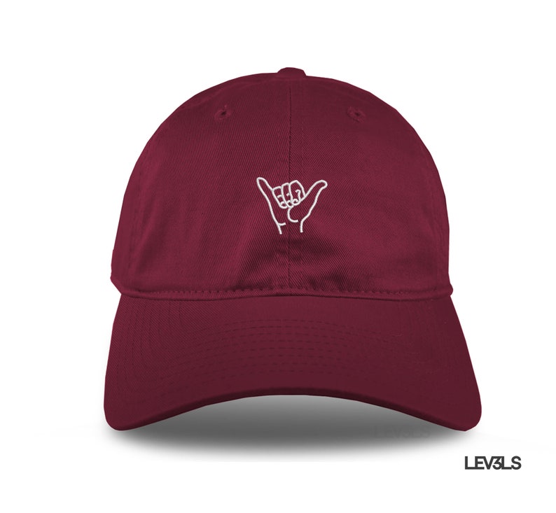 Shaka Hand Dad Hat Embroidered Baseball Cap Adjustable Buckle Hawaii 808