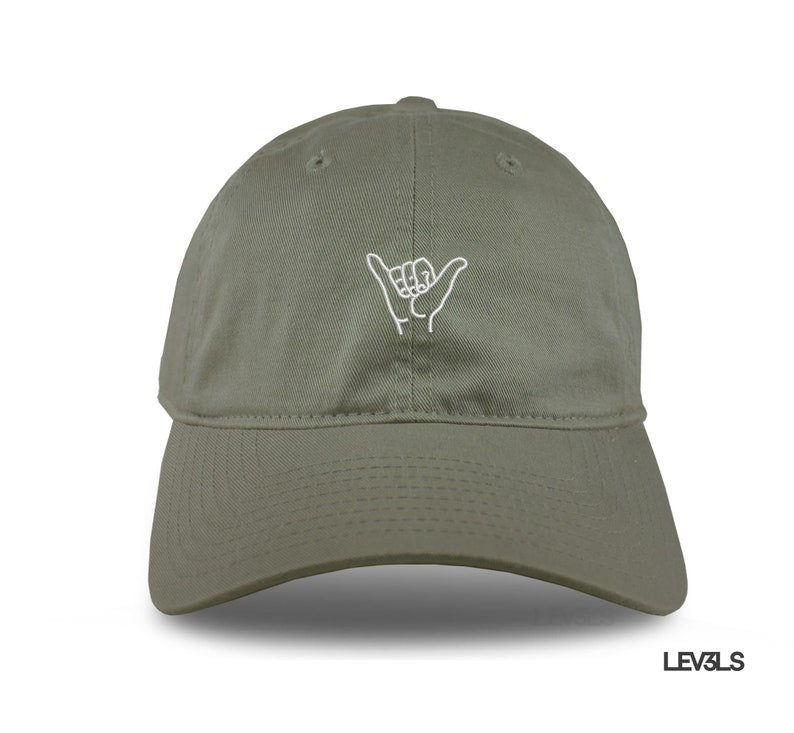 Shaka Hand Dad Hat Embroidered Baseball Cap Adjustable Buckle Hawaii 808