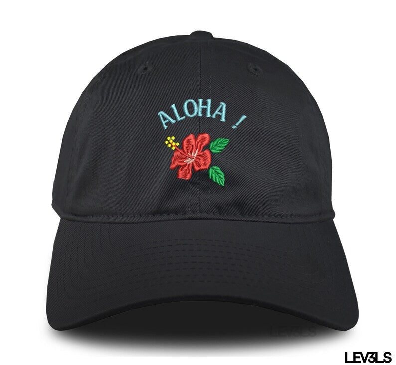 Embroidered Aloha Hawaiian Hibiscus Flower Dad Hat
