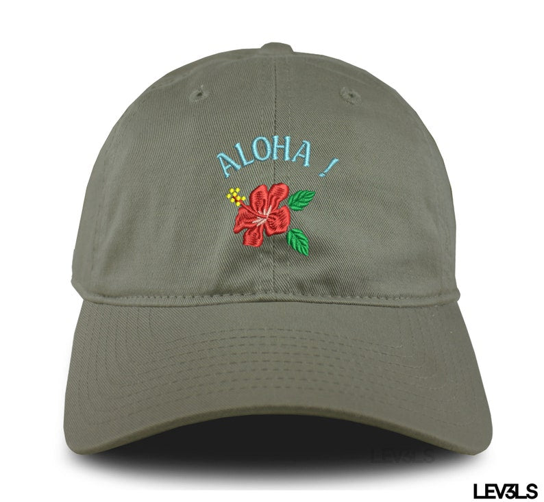 Embroidered Aloha Hawaiian Hibiscus Flower Dad Hat