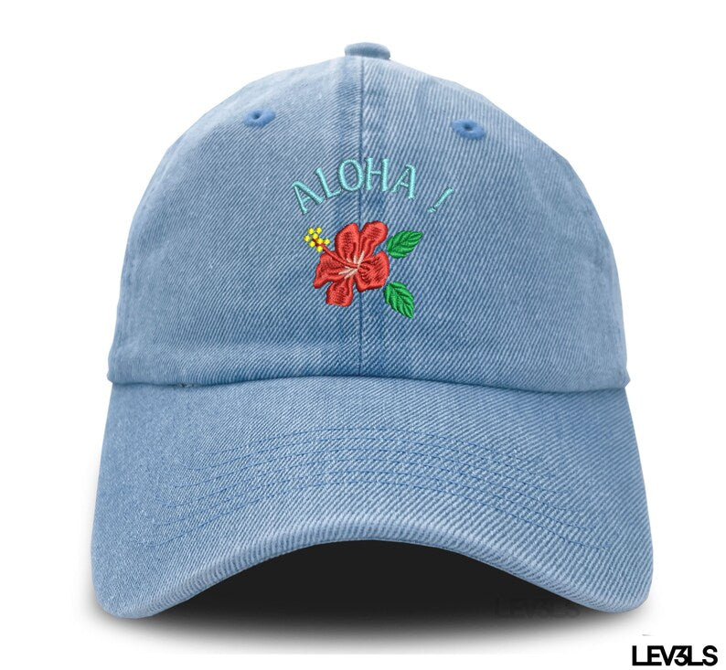 Embroidered Aloha Hawaiian Hibiscus Flower Dad Hat