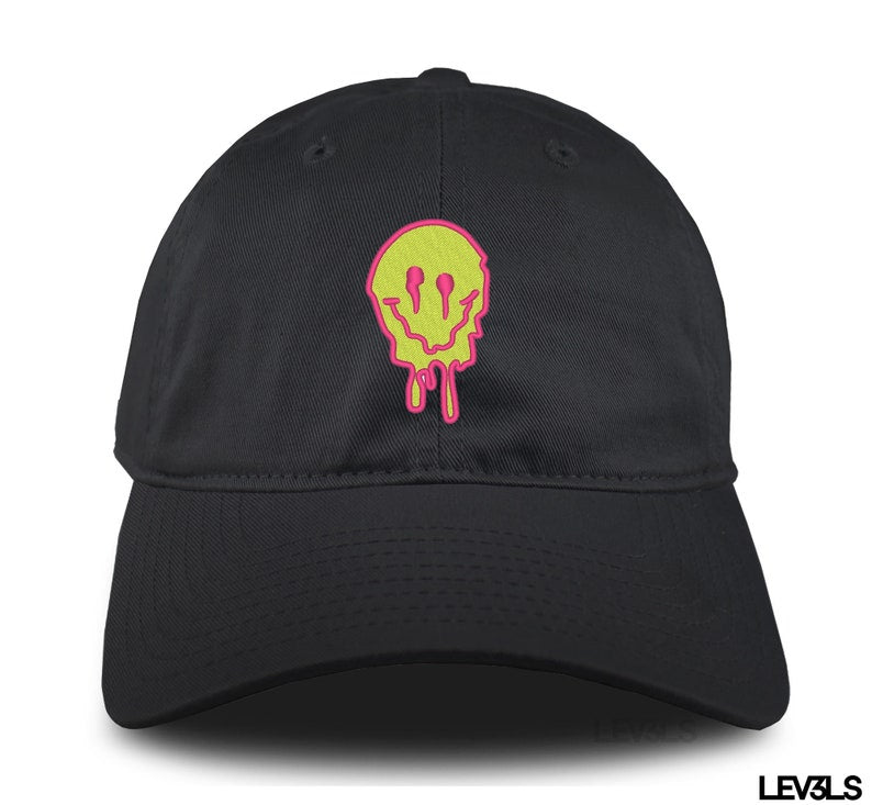 Melting Happy Face Dad Hat Embroidered Baseball Unisex Cap