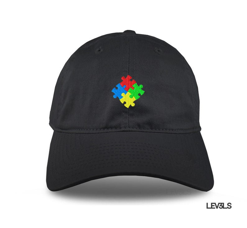 Autism Puzzle Dad Hat Embroidered Baseball Cap Adjustable Buckle Autism Awareness