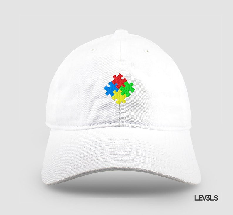 Autism Puzzle Dad Hat Embroidered Baseball Cap Adjustable Buckle Autism Awareness
