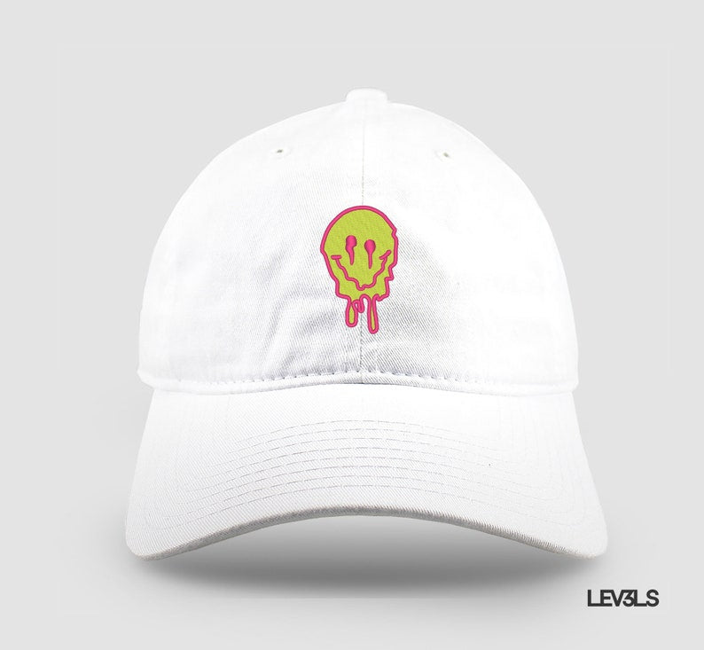 Melting Happy Face Dad Hat Embroidered Baseball Unisex Cap