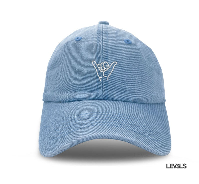 Shaka Hand Dad Hat Embroidered Baseball Cap Adjustable Buckle Hawaii 808