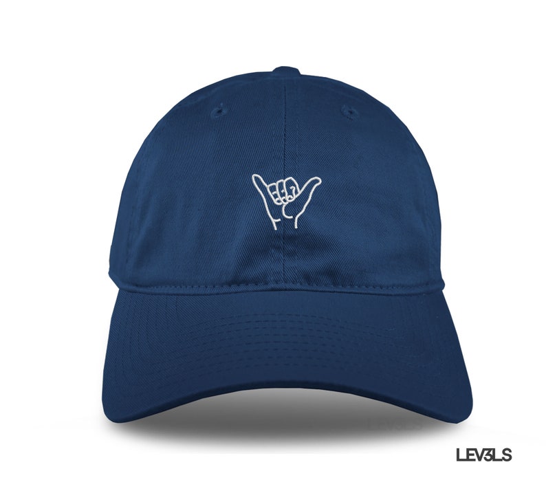Shaka Hand Dad Hat Embroidered Baseball Cap Adjustable Buckle Hawaii 808