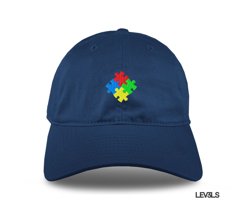 Autism Puzzle Dad Hat Embroidered Baseball Cap Adjustable Buckle Autism Awareness