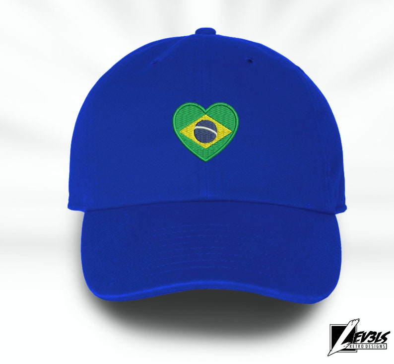 Embroidered Brazil Flag Heart Baseball Cap - Unisex Cotton Dad Hat