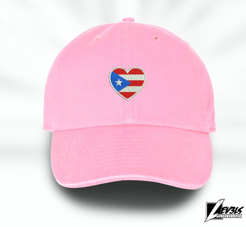 Puerto Rico Love Embroidered Baseball Unisex Cap Boriqua Flag Heart Nuyorican Love