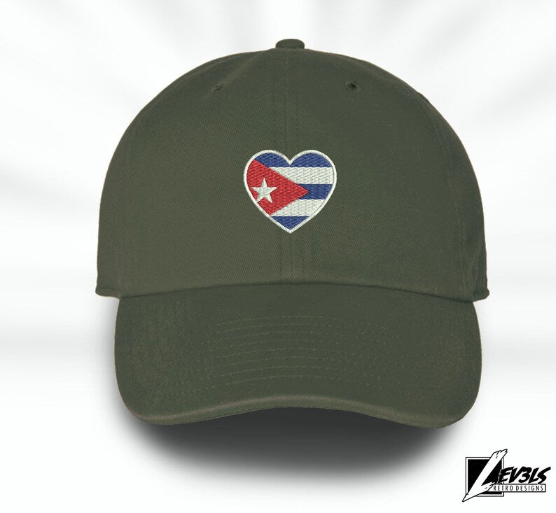 CUBA LOVE Embroidered Baseball Unisex Cap Cuban Flag Heart Amor Cubano