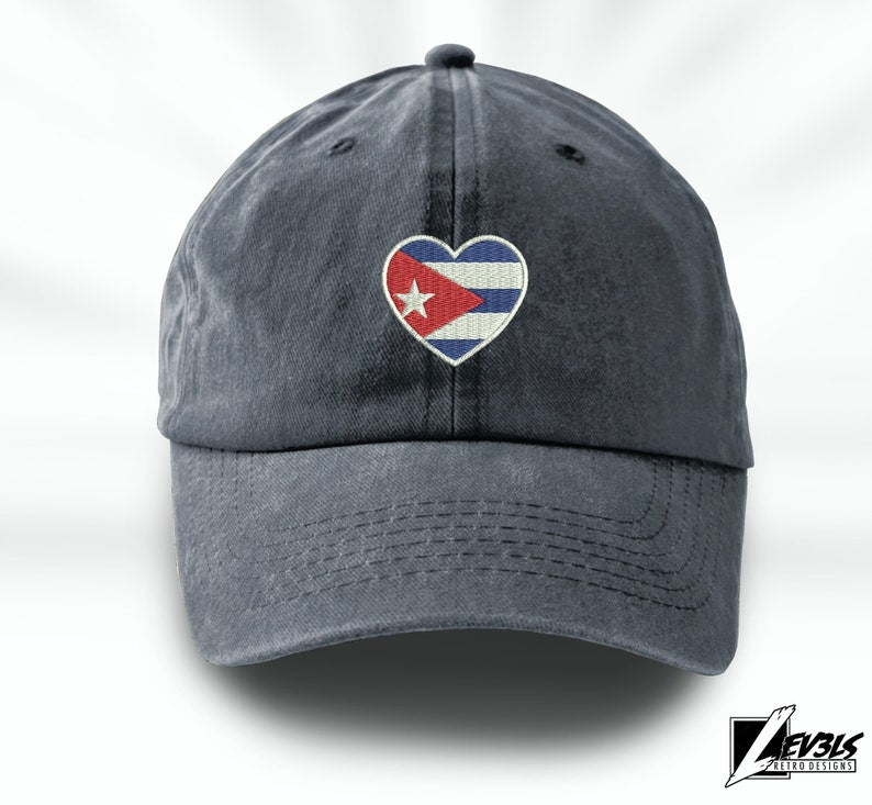 CUBA LOVE Embroidered Baseball Unisex Cap Cuban Flag Heart Amor Cubano