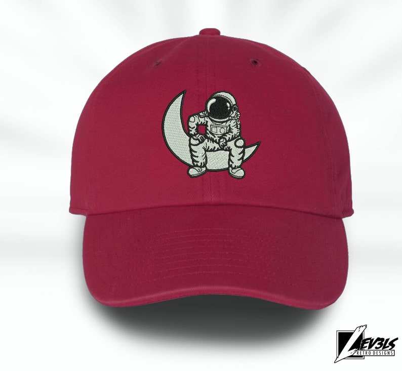 Man On The Moon Dad Hat Embroidered Astronaut Chillin' Unisex Retro Style Cap Space Cowboy