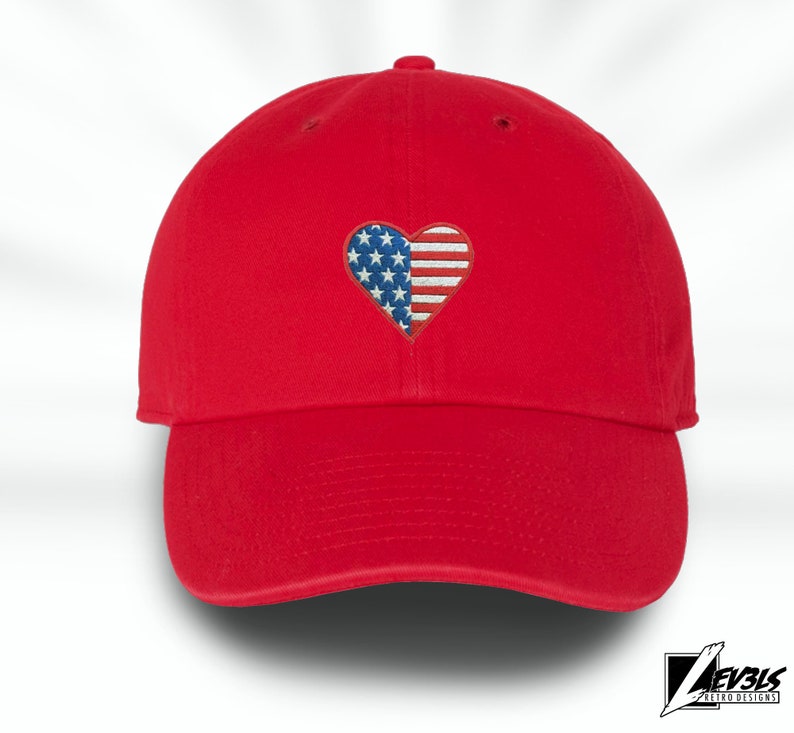 USA Love Dad Hat Embroidered I Love America Heart and Flag US World Cup