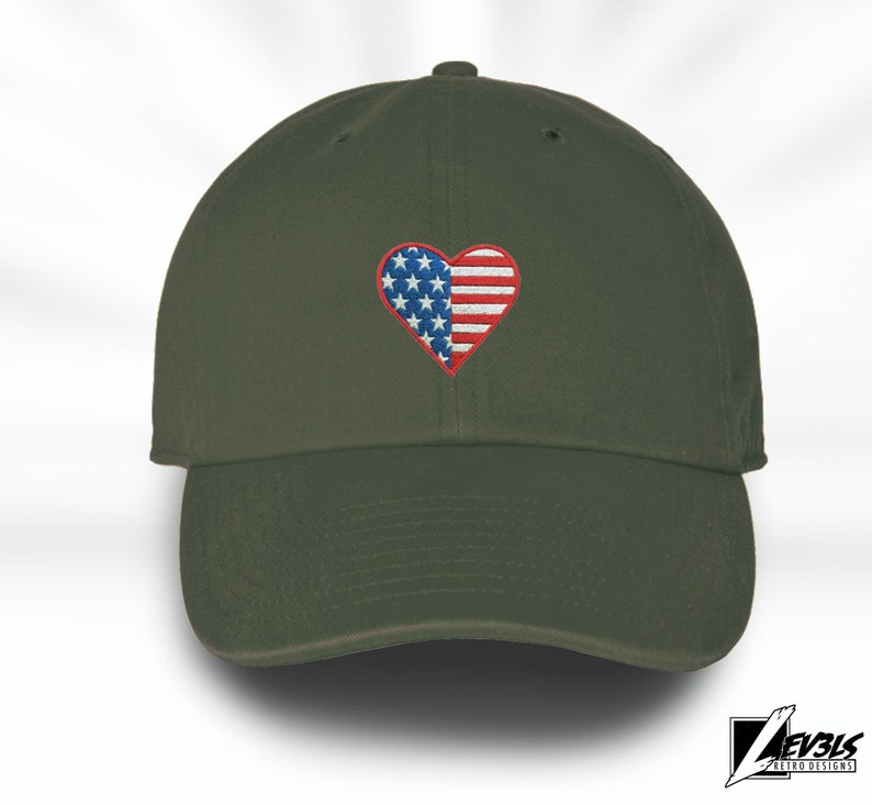 USA Love Dad Hat Embroidered I Love America Heart and Flag US World Cup