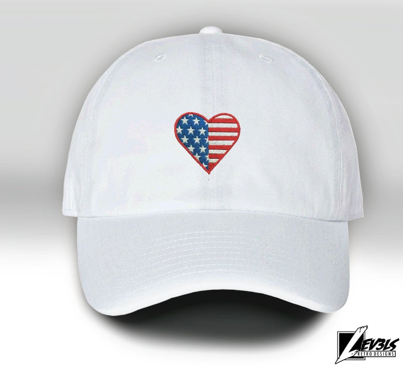 USA Love Dad Hat Embroidered I Love America Heart and Flag US World Cup