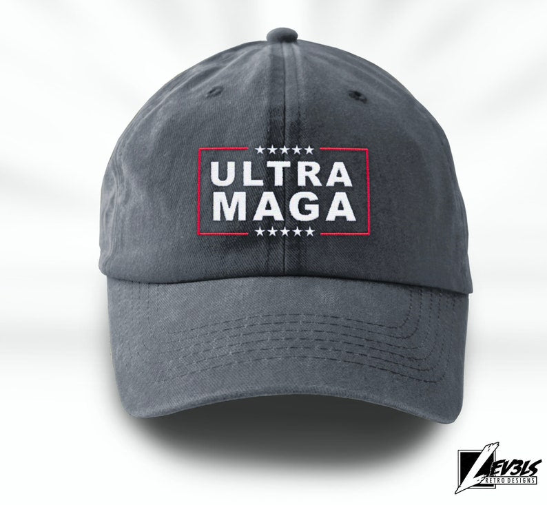 ULTRA MAGA Embroidered Low Profile Baseball Cap Adjustable Buckle AKA Dad Hat