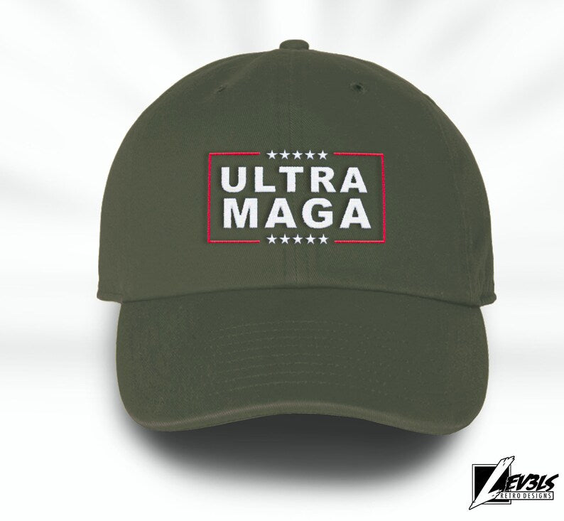 ULTRA MAGA Embroidered Low Profile Baseball Cap Adjustable Buckle AKA Dad Hat