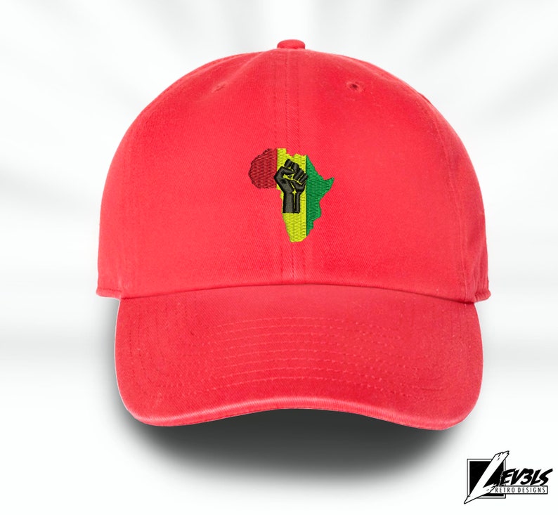 AFRICA MAP Low Profile Embroidered Baseball Cap Adjustable Buckle Black Power AKA Dad Hat