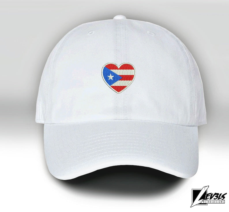 Puerto Rico Love Embroidered Baseball Unisex Cap Boriqua Flag Heart Nuyorican Love