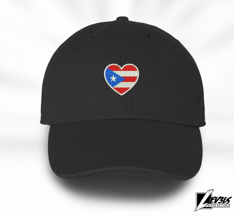 Puerto Rico Love Embroidered Baseball Unisex Cap Boriqua Flag Heart Nuyorican Love