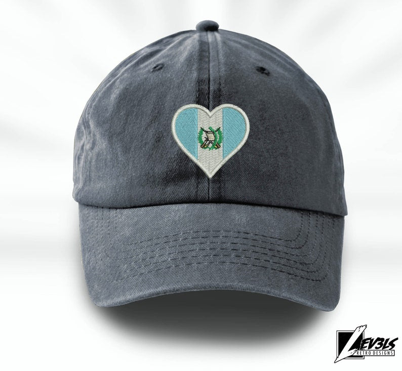 Guatemala Love Embroidered Baseball Unisex Cap Flag Heart Central America Love Amor Chapin