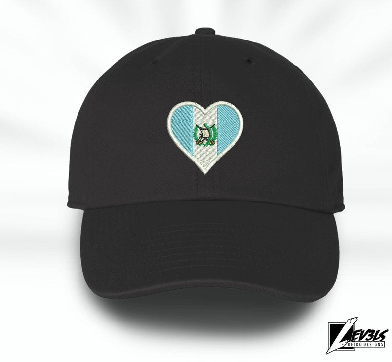 Guatemala Love Embroidered Baseball Unisex Cap Flag Heart Central America Love Amor Chapin
