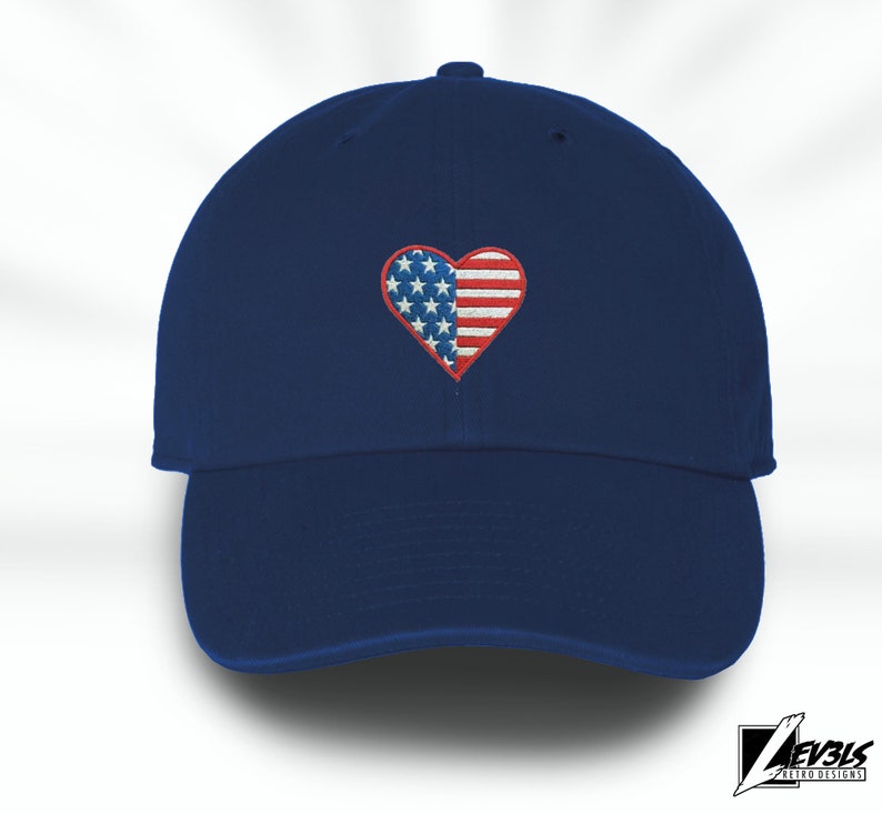 USA Love Dad Hat Embroidered I Love America Heart and Flag US World Cup
