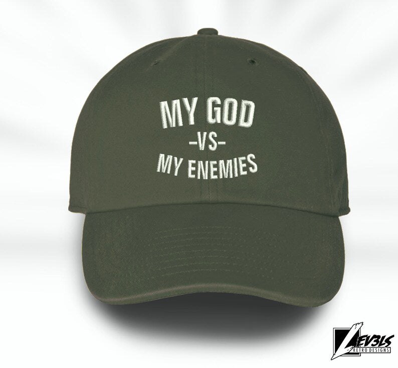 MY GOD VS My Enemies Embroidered Adjustable Baseball Cap Dad Hat The Blessed Life
