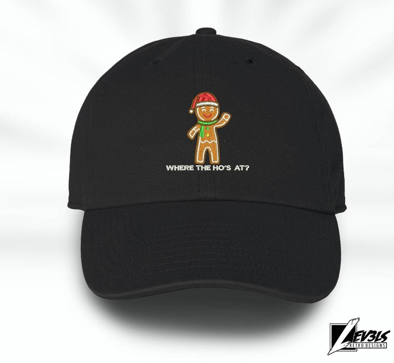 Gingerbread Man Embroidered Baseball Cap: Christmas Santa Hat