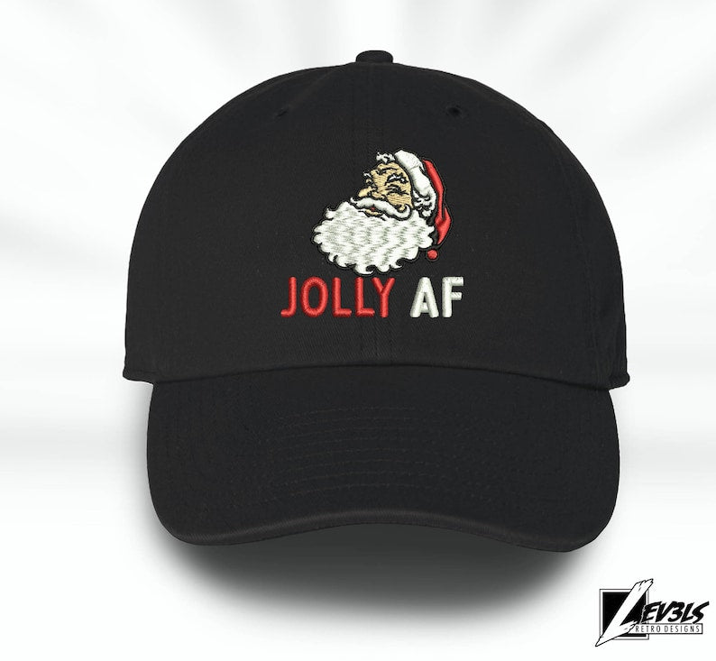 Jolly AF Santa Embroidered Christmas Baseball Cap