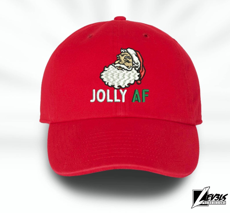 Jolly AF Santa Embroidered Christmas Baseball Cap