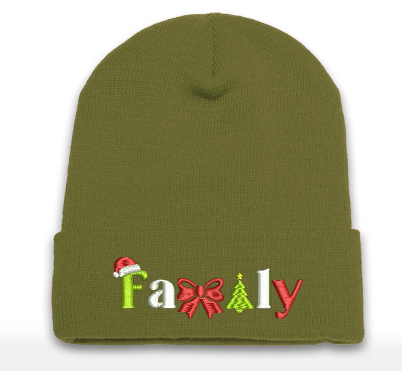 Embroidered Christmas Beanie: Family Holiday Cuffed Cap