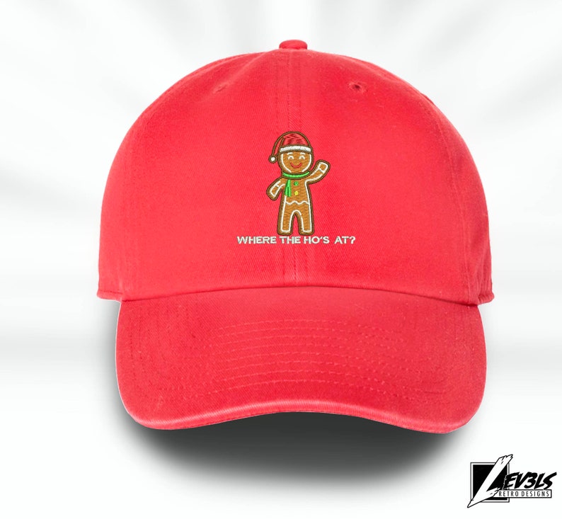 Gingerbread Man Embroidered Baseball Cap: Christmas Santa Hat
